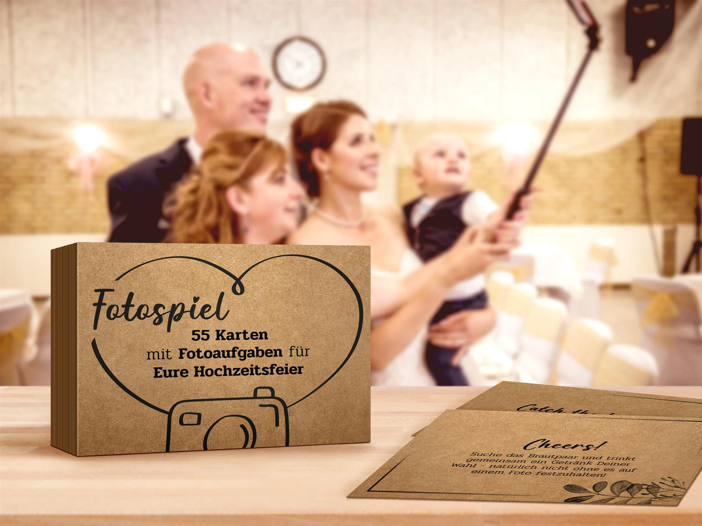 Fotospiel Hochzeit I 55 Fotoaufgaben I Hochzeitsspiele für Gäste I alternatives Gästebuch Hochzeit I Kraftpapier I Format DIN A7