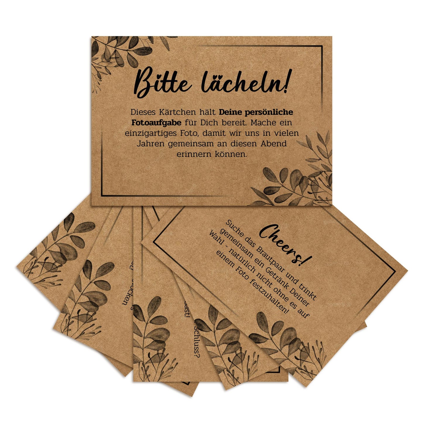 Fotospiel Hochzeit I 55 Fotoaufgaben I Hochzeitsspiele für Gäste I alternatives Gästebuch Hochzeit I Kraftpapier I Format DIN A7