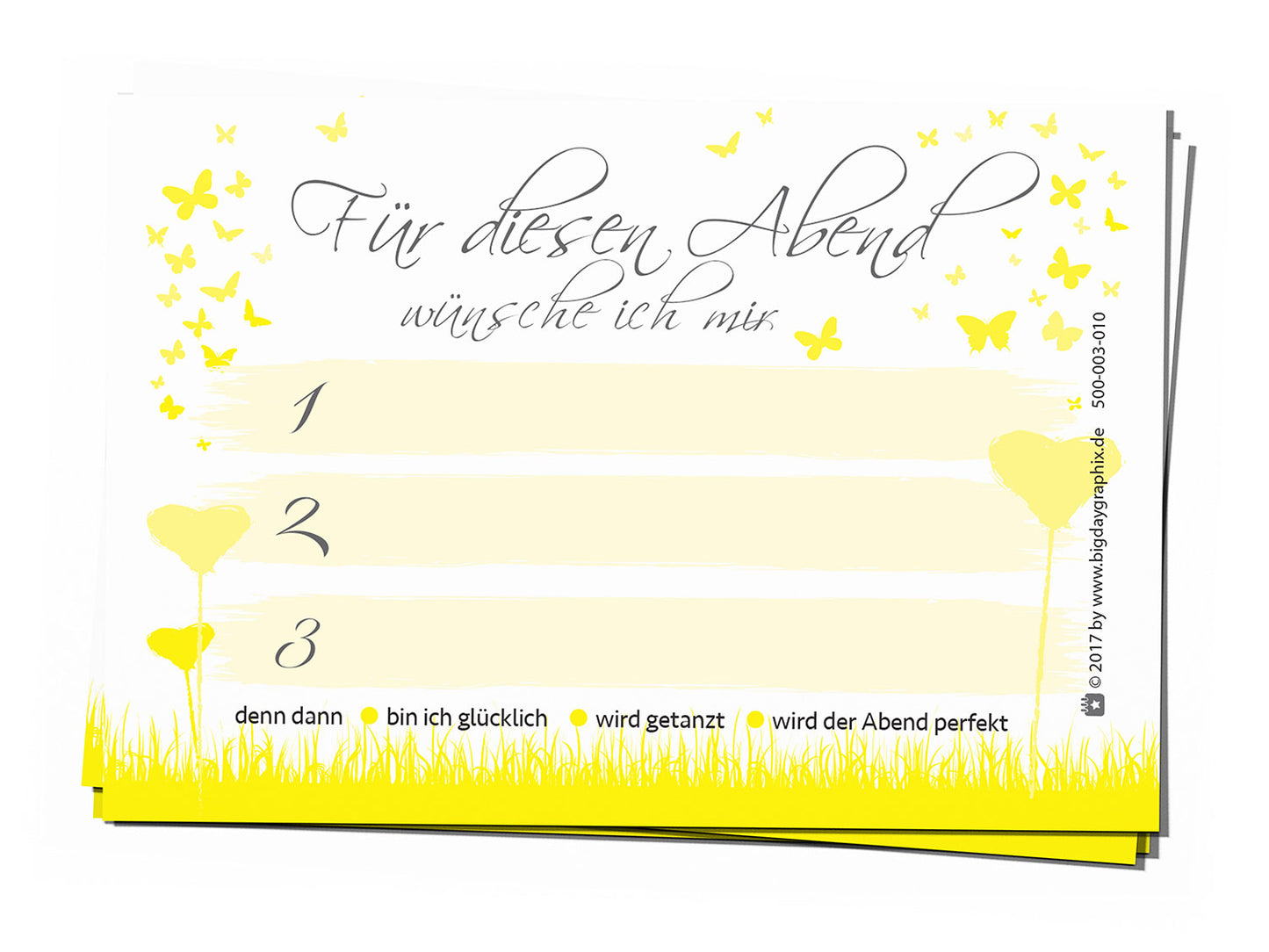 50 Musikwunschkarten - Butterflyheart gelb