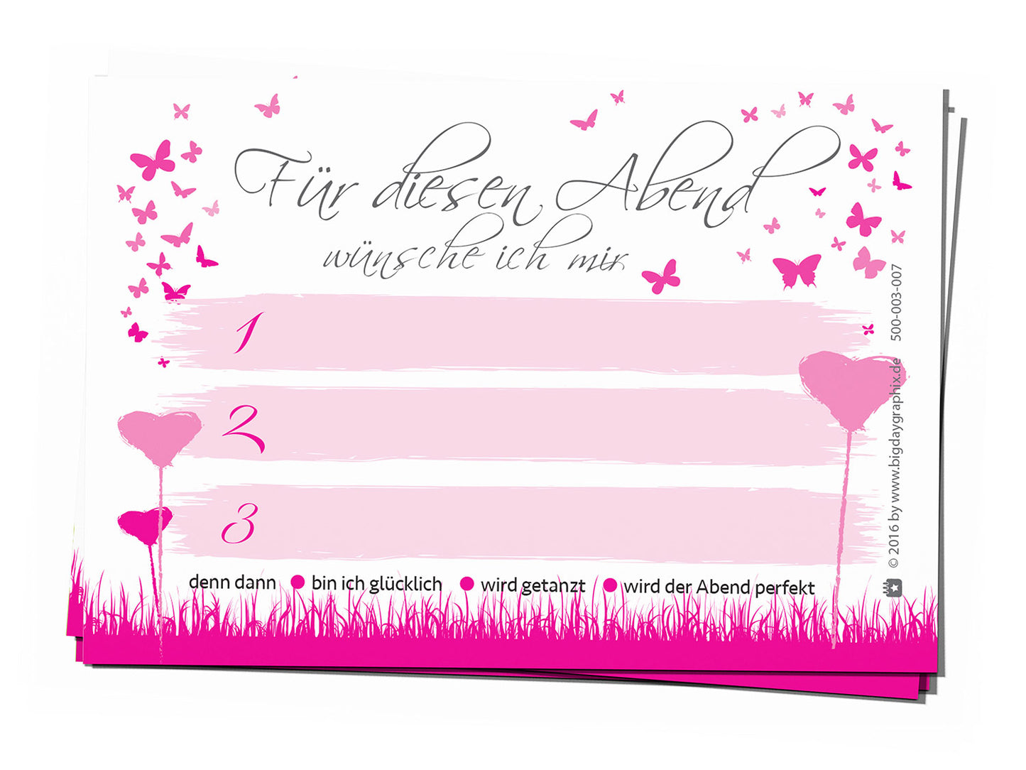 50 Musikwunschkarten - Butterflyheart magenta
