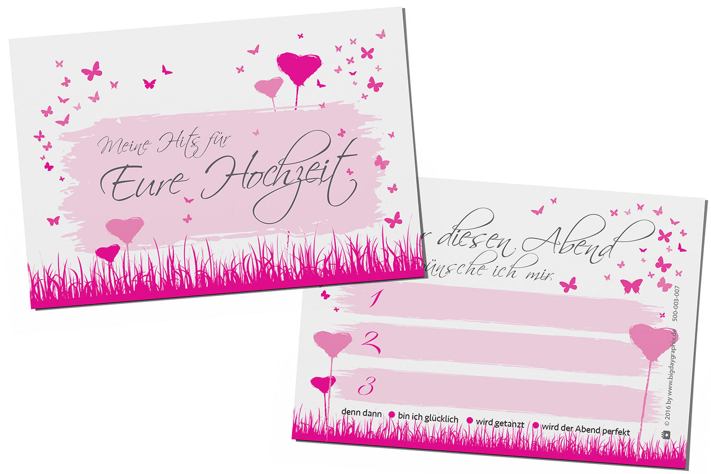 50 Musikwunschkarten - Butterflyheart magenta
