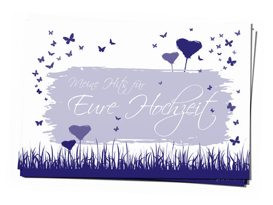 50 Musikwunschkarten - Butterflyheart marineblau