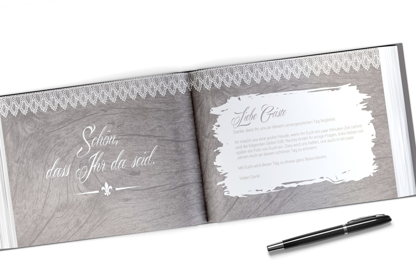 Gästebuch mit Fragen - Vintage & Spitze