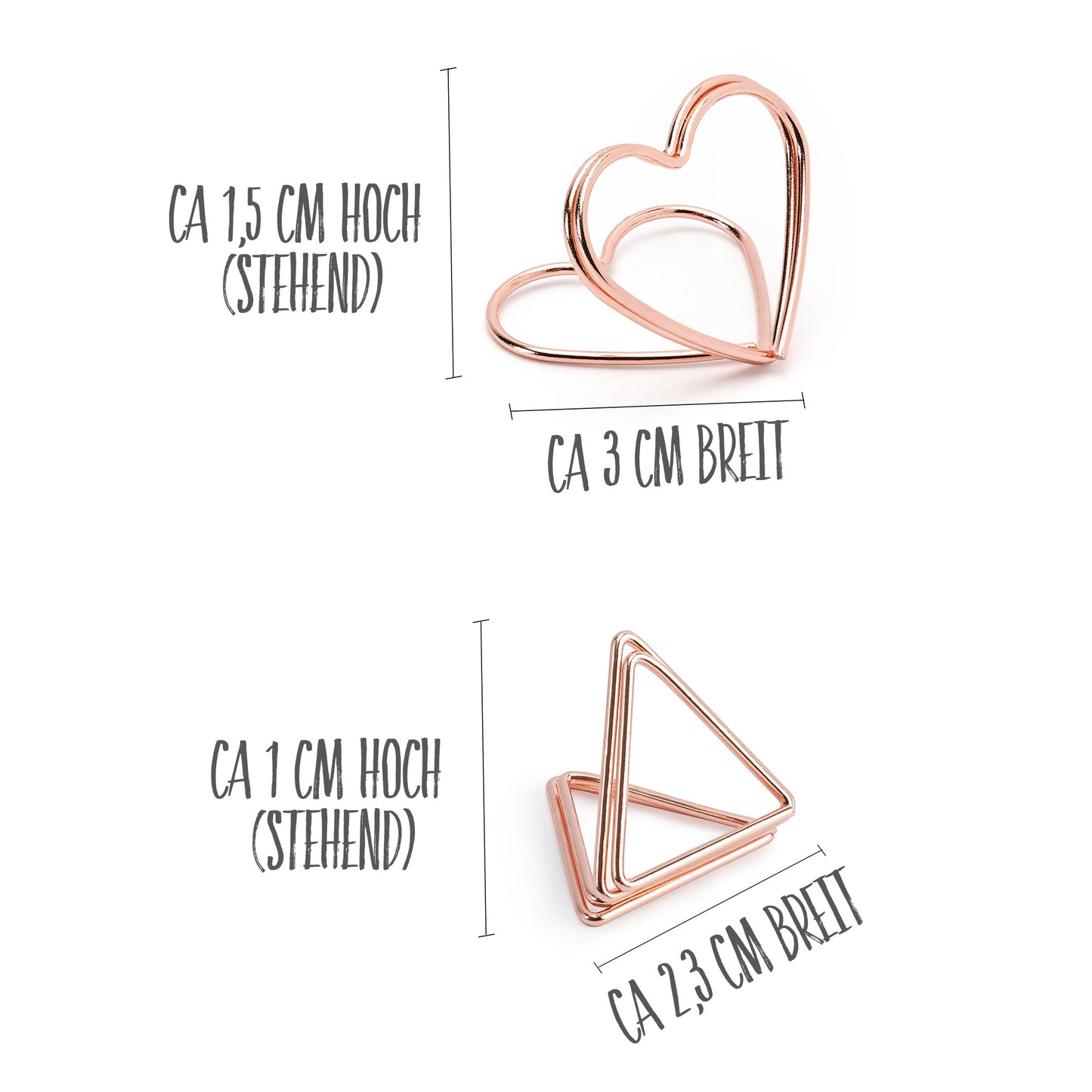 50 Kartenhalter Triangle Kupfer + gratis Liste