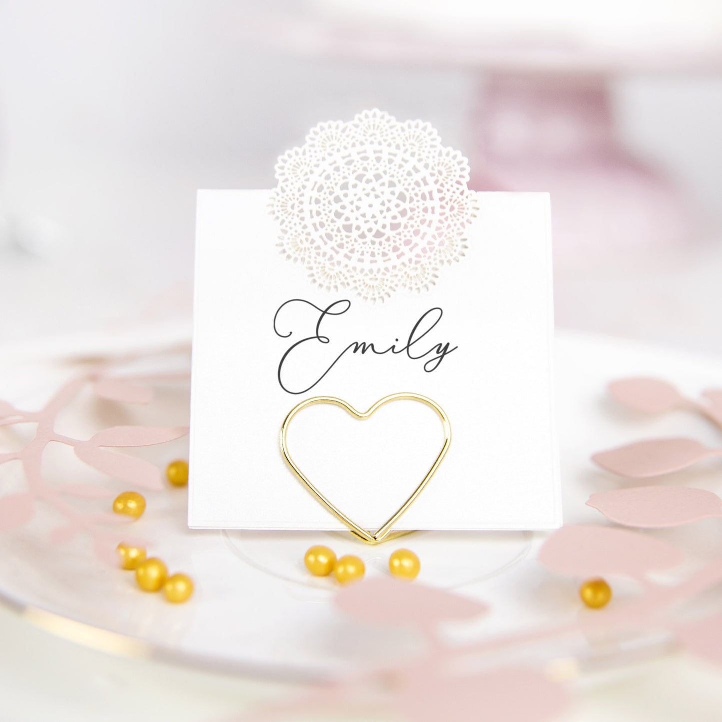 50 Kartenhalter Herz Gold + gratis Liste