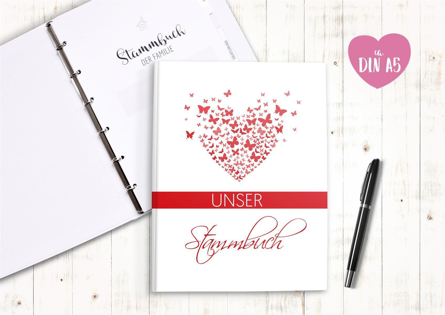 Stammbuch - Schmetterlinge rot