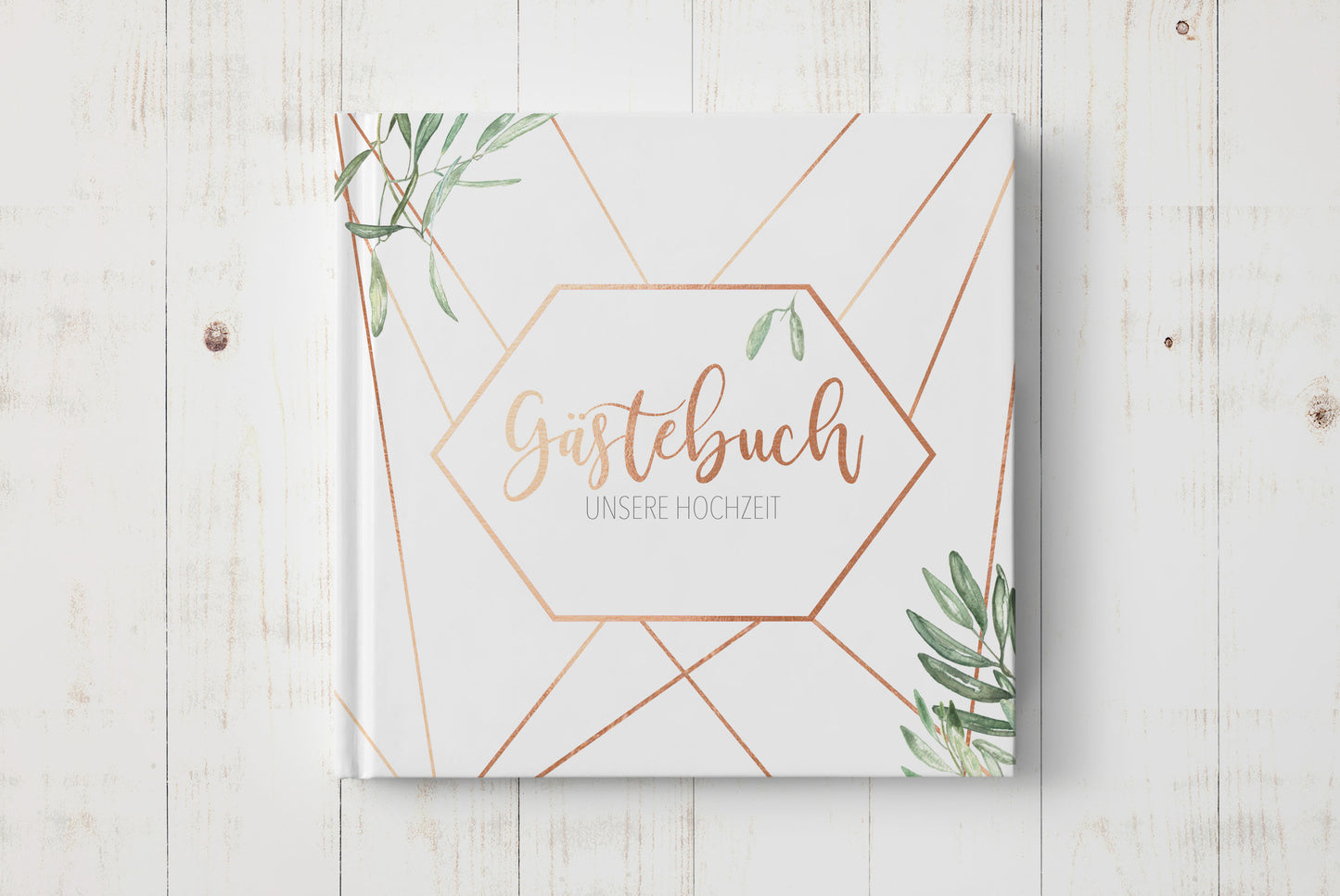 Gästebuch - Copper & Green (square / mit Fragen)