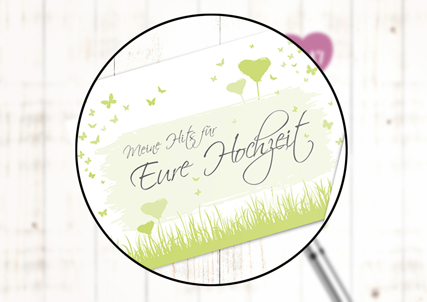 50 Musikwunschkarten - Butterflyheart grün