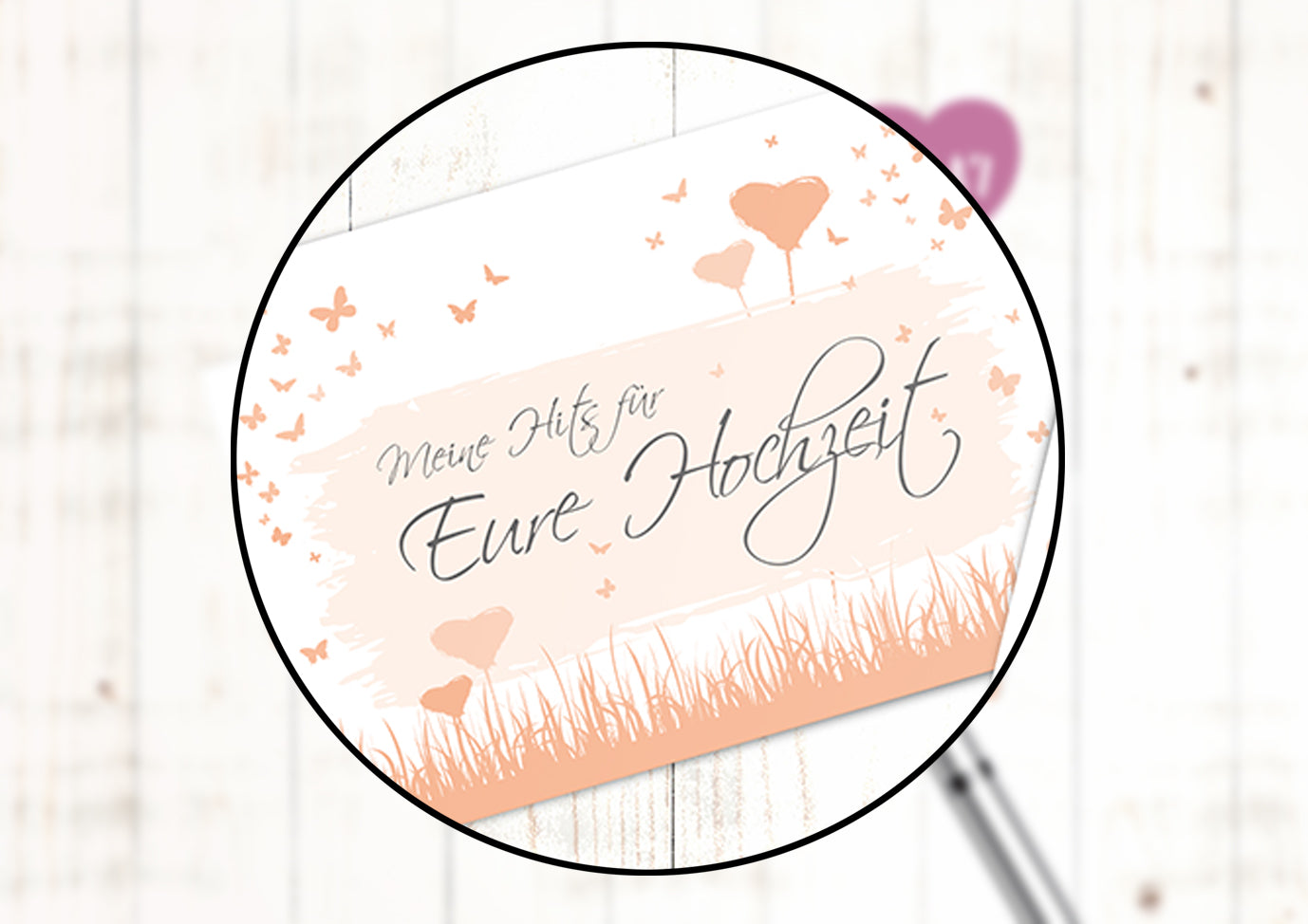 50 Musikwunschkarten - Butterflyheart apricot