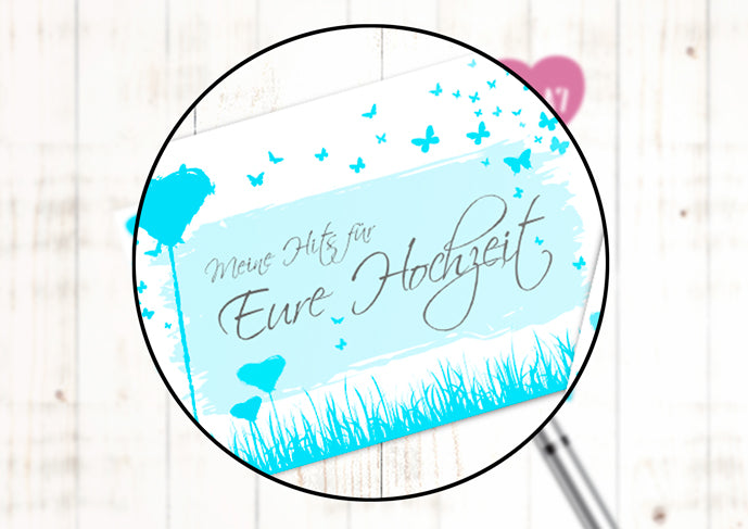 50 Musikwunschkarten - Butterflyheart türkis