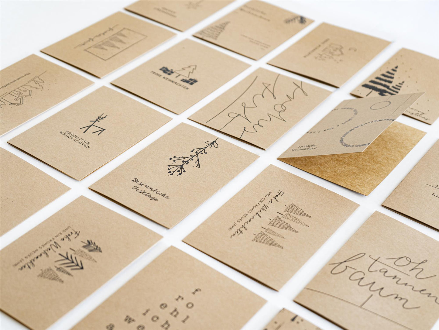 Weihnachtskarten - Klappkarten Kraftpapier mit Umschlägen