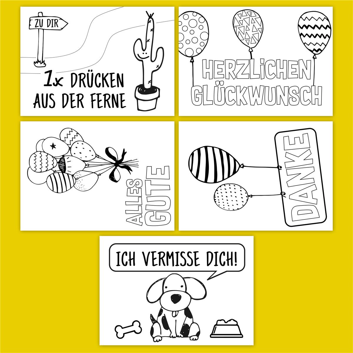 Ausmalkarten - Postkartenset für Kinder