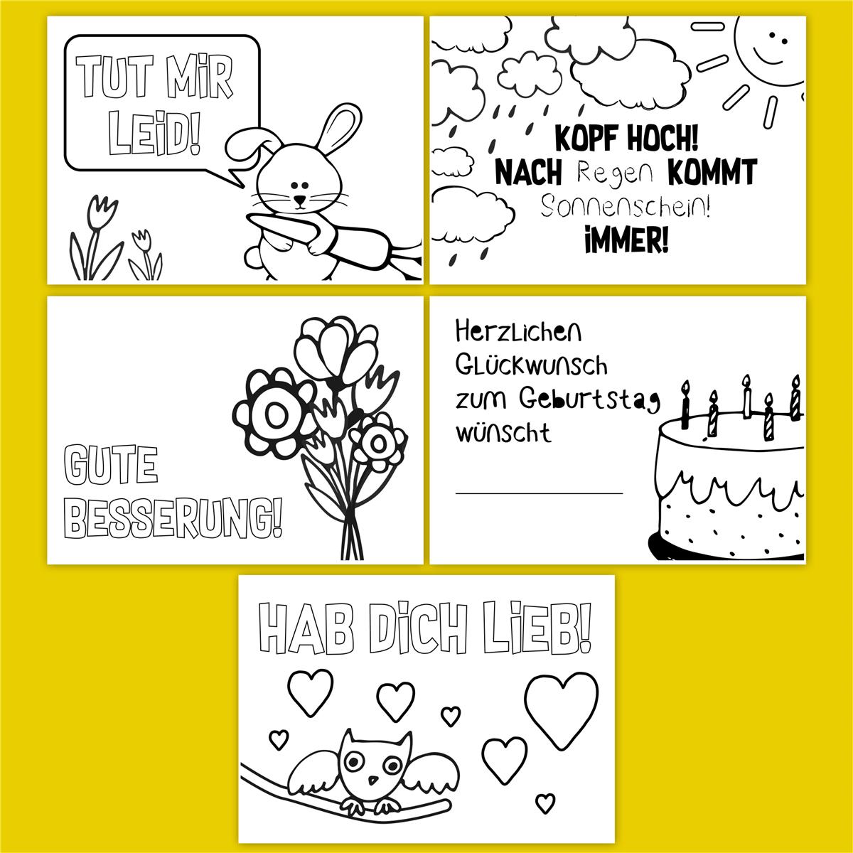 Ausmalkarten - Postkartenset für Kinder