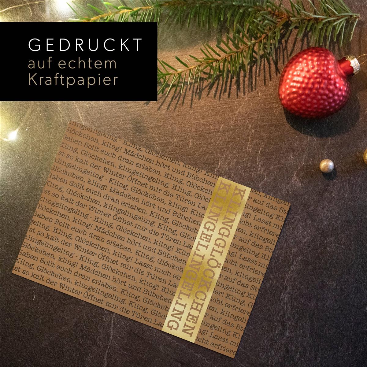 Weihnachtspostkarten - Kraftpapier mit Goldfolie
