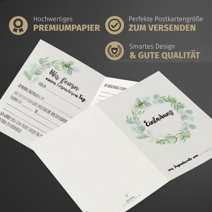 10 Einladungskarten Jugendweihe - Eukalyptus
