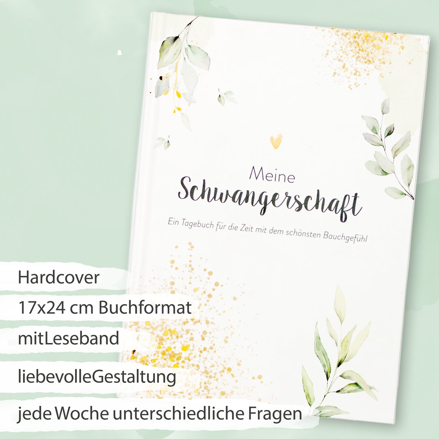 Schwangerschaftstagebuch Premium I Erinnerungsbuch I Baby-Buch I Fotoalbum I 124 Seiten