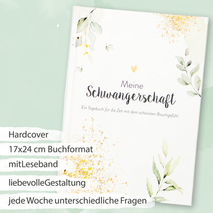 Schwangerschaftstagebuch Premium I Erinnerungsbuch I Baby-Buch I Fotoalbum I 124 Seiten