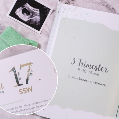 Schwangerschaftstagebuch Premium I Erinnerungsbuch I Baby-Buch I Fotoalbum I 124 Seiten