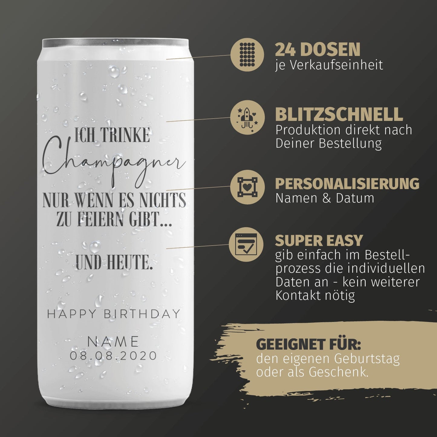 24 Sektdosen - Geburtstag - Champagner