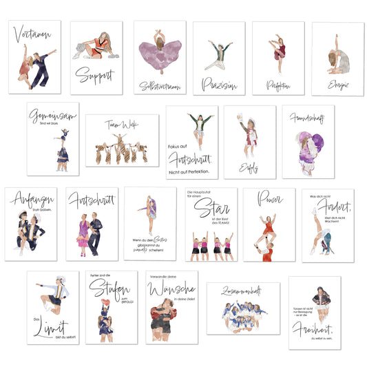 Tanz dich frei – Postkarten voller Energie und Motivation Kartenset Tanz Motivationssprüche Motivation Illustration Tänzer Sammlung