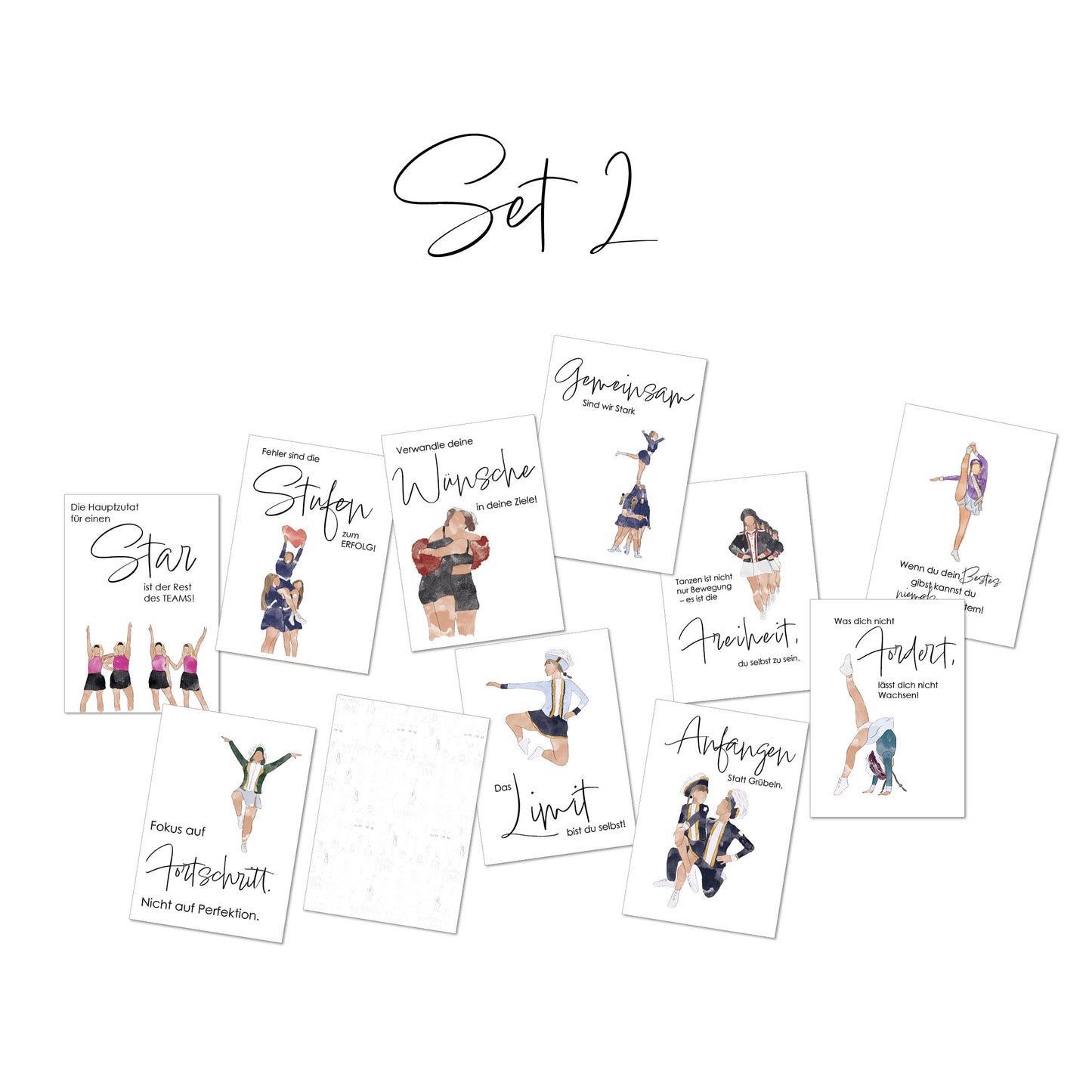 Tanz dich frei – Postkarten voller Energie und Motivation Kartenset Tanz Motivationssprüche Motivation Illustration Tänzer Sammlung