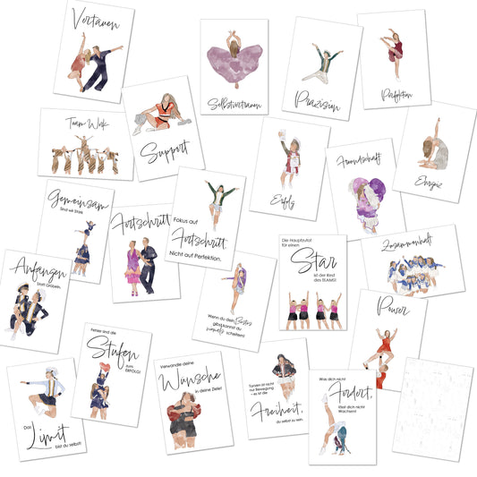 Tanz dich frei – Postkarten voller Energie und Motivation Kartenset Tanz Motivationssprüche Motivation Illustration Tänzer Sammlung