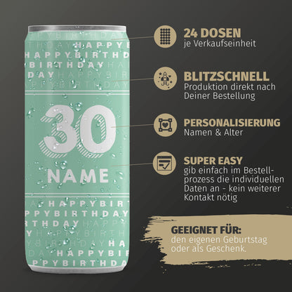 24 Sektdosen Geburtstag Happy Birthday mint
