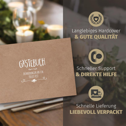 Gästebuch -Simple Vintage WHITE (mit Fragen)