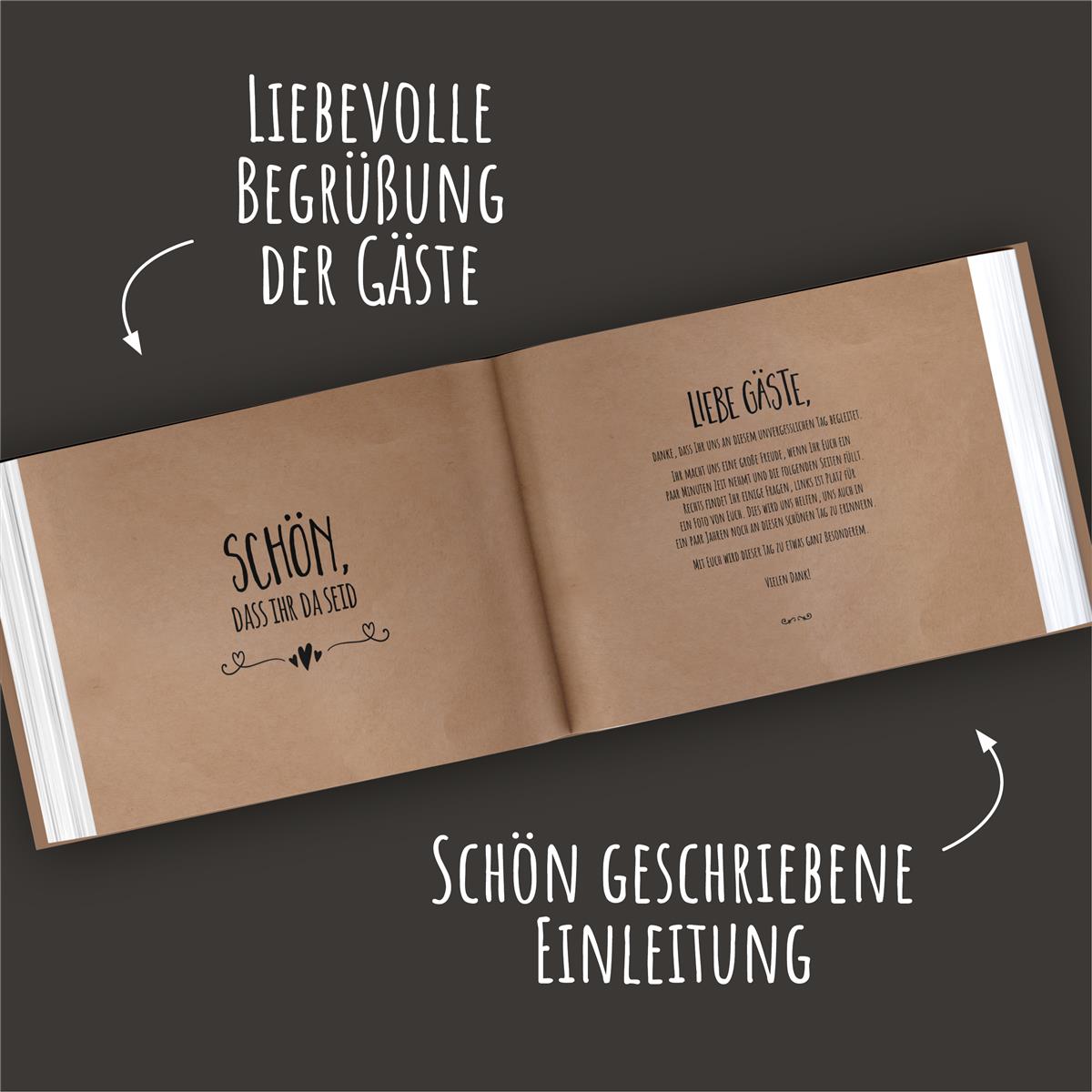 Gästebuch - Simple Vintage BLACK (mit Fragen)