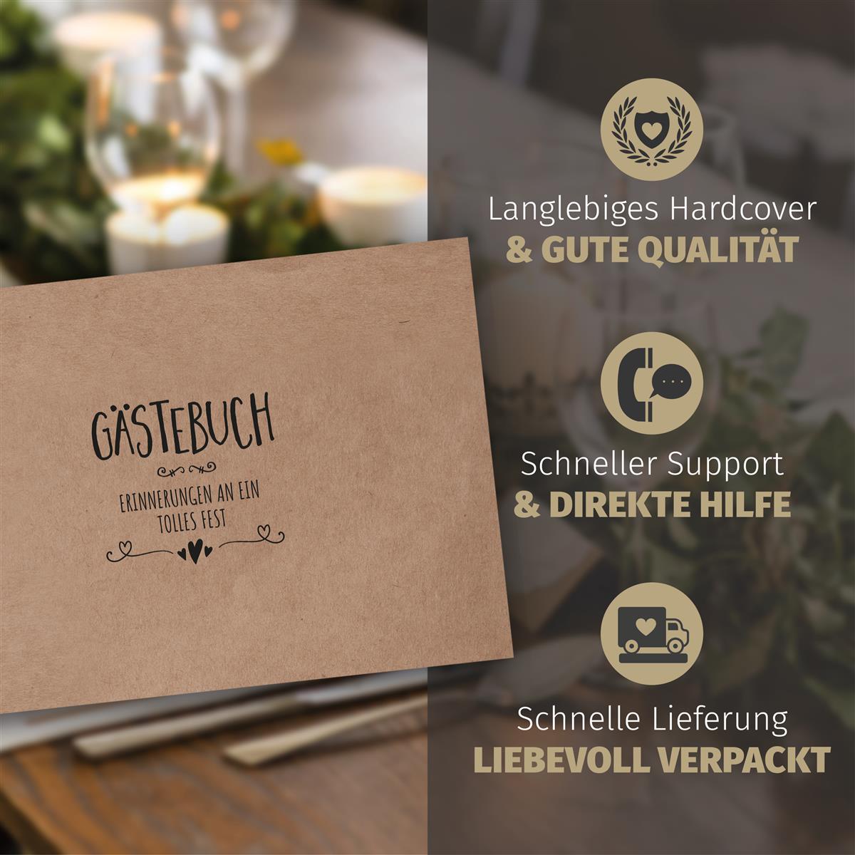 Gästebuch - Simple Vintage BLACK (mit Fragen)