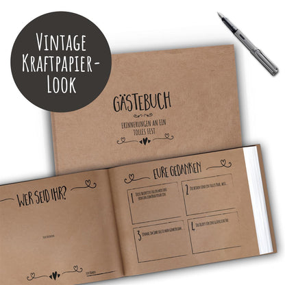 Gästebuch - Simple Vintage BLACK (mit Fragen)