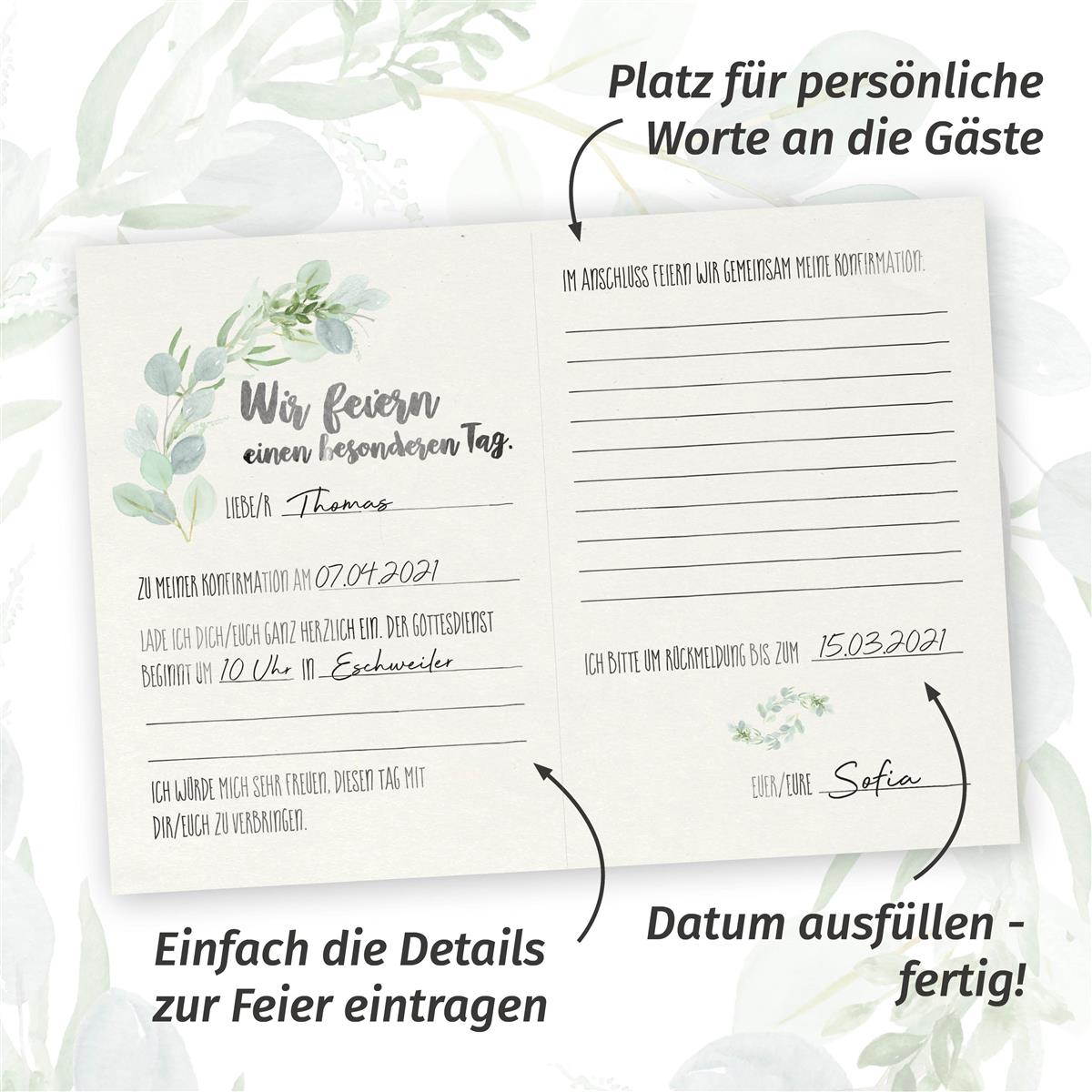 Einladungen Konfirmation Eukalytus
