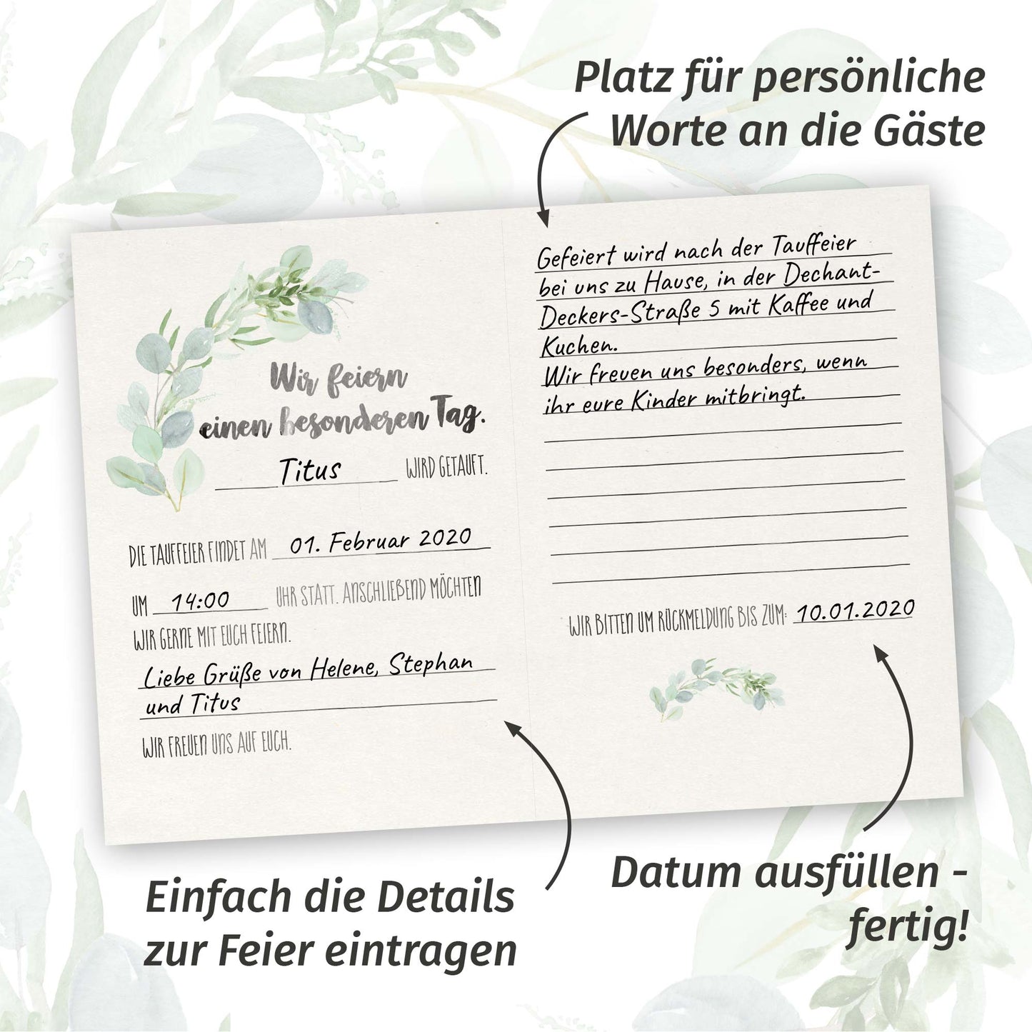 Einladungen Taufe + Umschläge