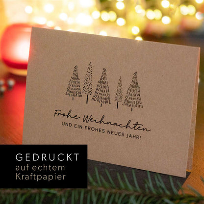 Weihnachtskarten - Klappkarten Kraftpapier mit Umschlägen