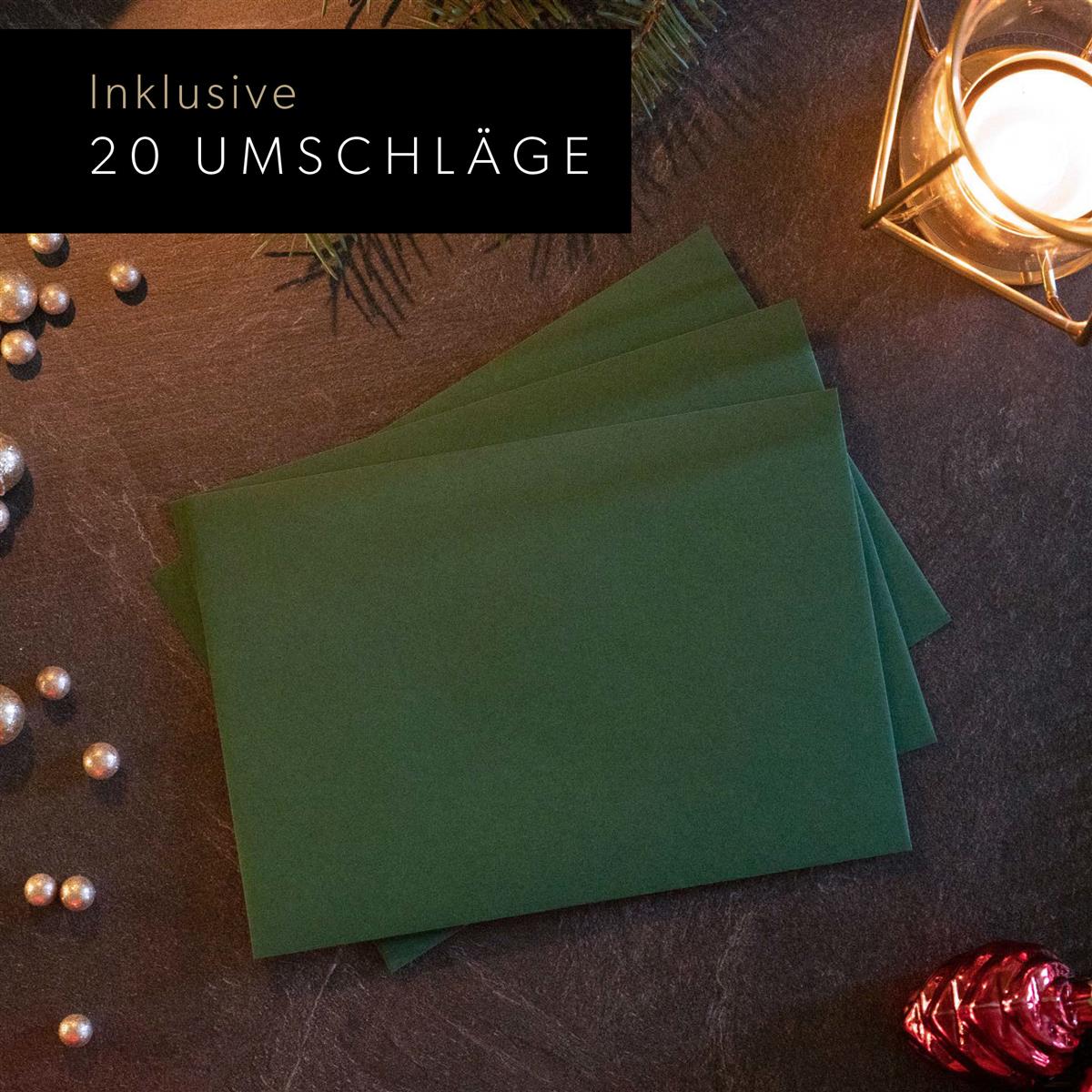 Weihnachtskarten - Klappkarten Kraftpapier mit Umschlägen
