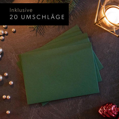 Weihnachtskarten - Klappkarten Kraftpapier mit Umschlägen