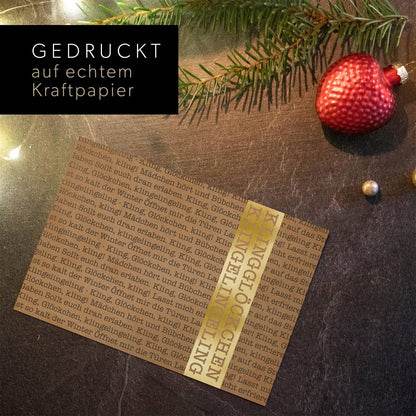 Weihnachtspostkarten - Kraftpapier mit Goldfolie