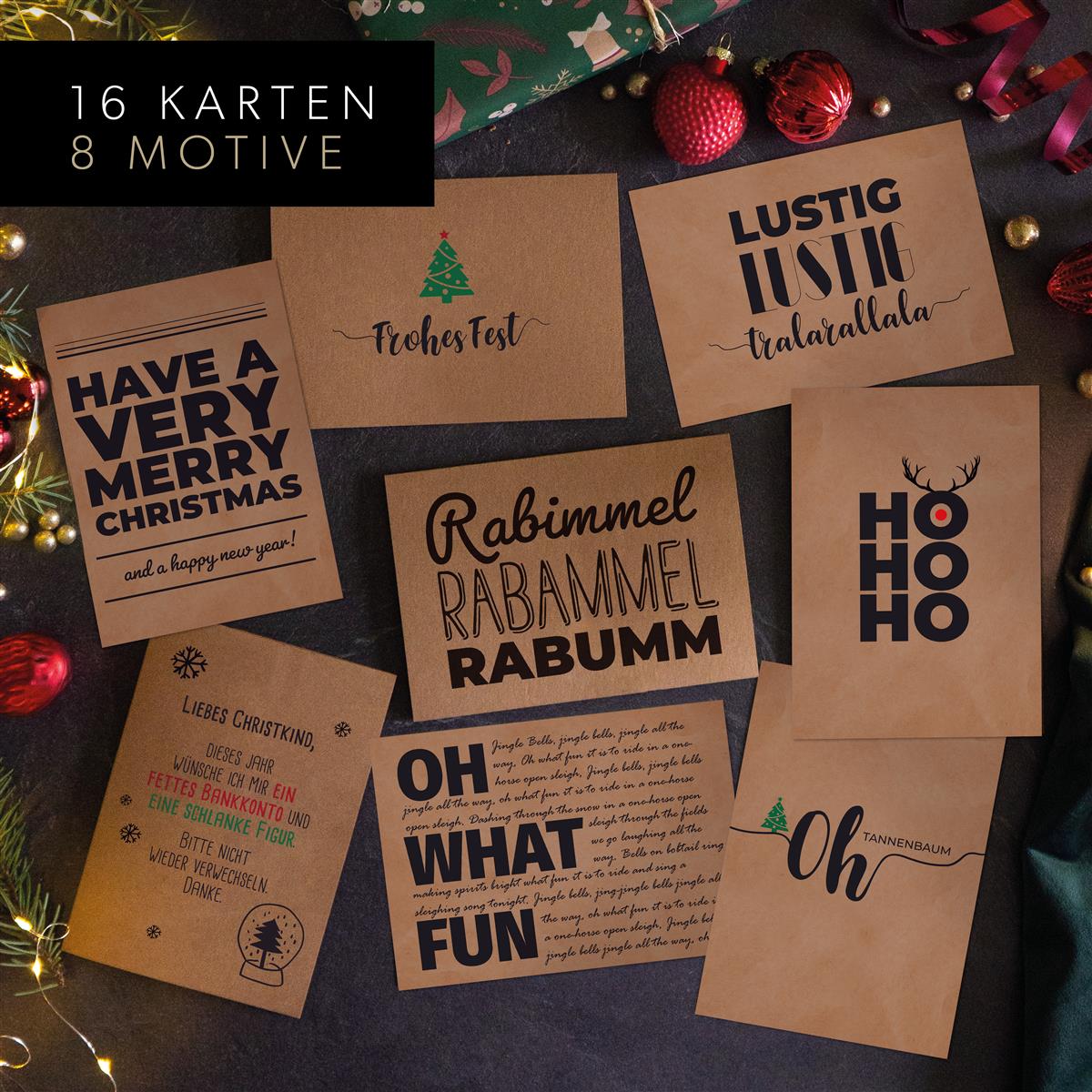 Christmas Design-Postkarten + Umschläge