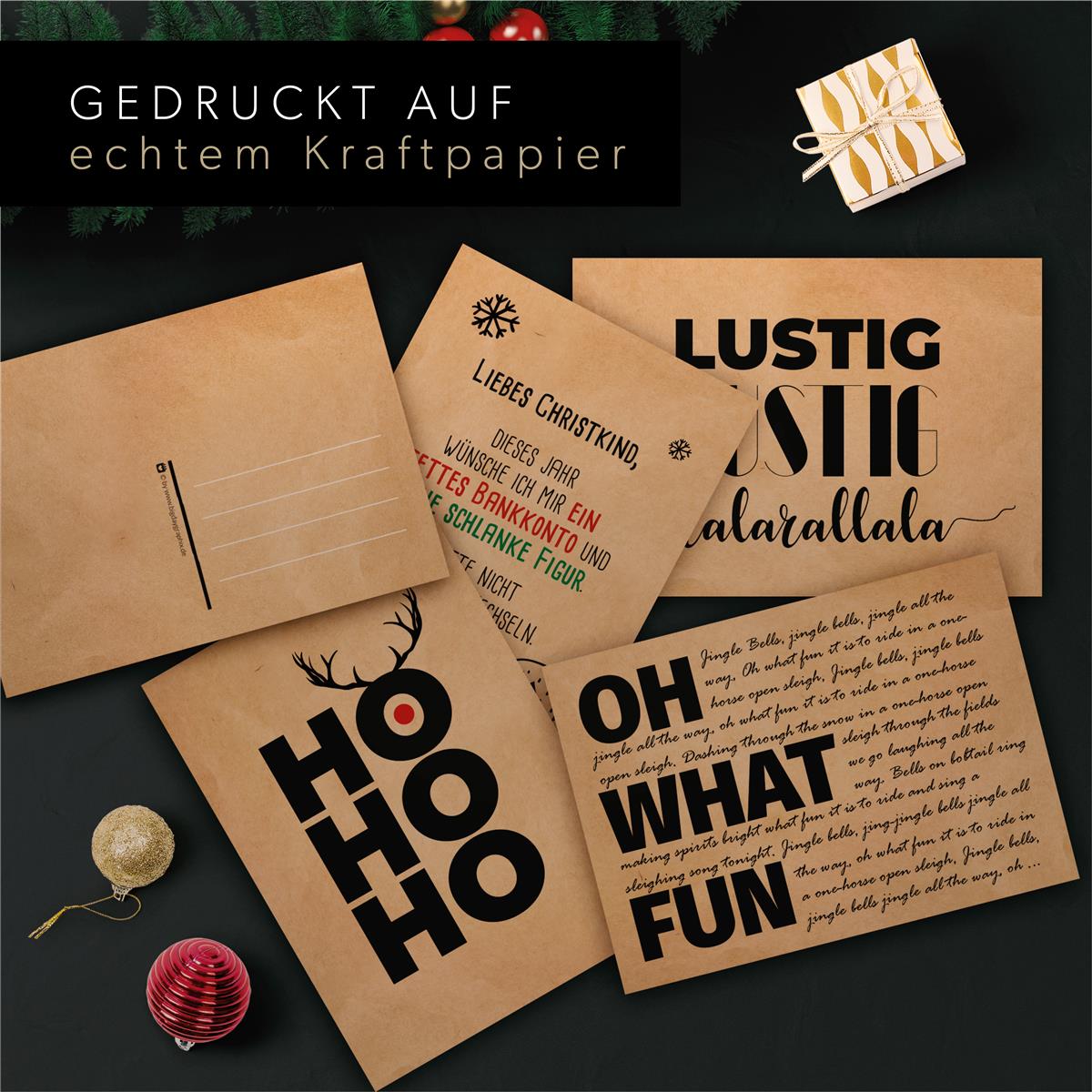 Christmas Design-Postkarten + Umschläge