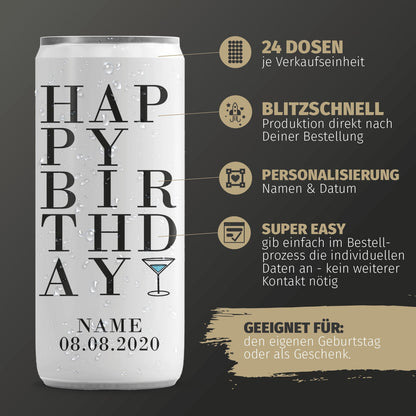 24 Sektdosen - Happy Birthday Typo