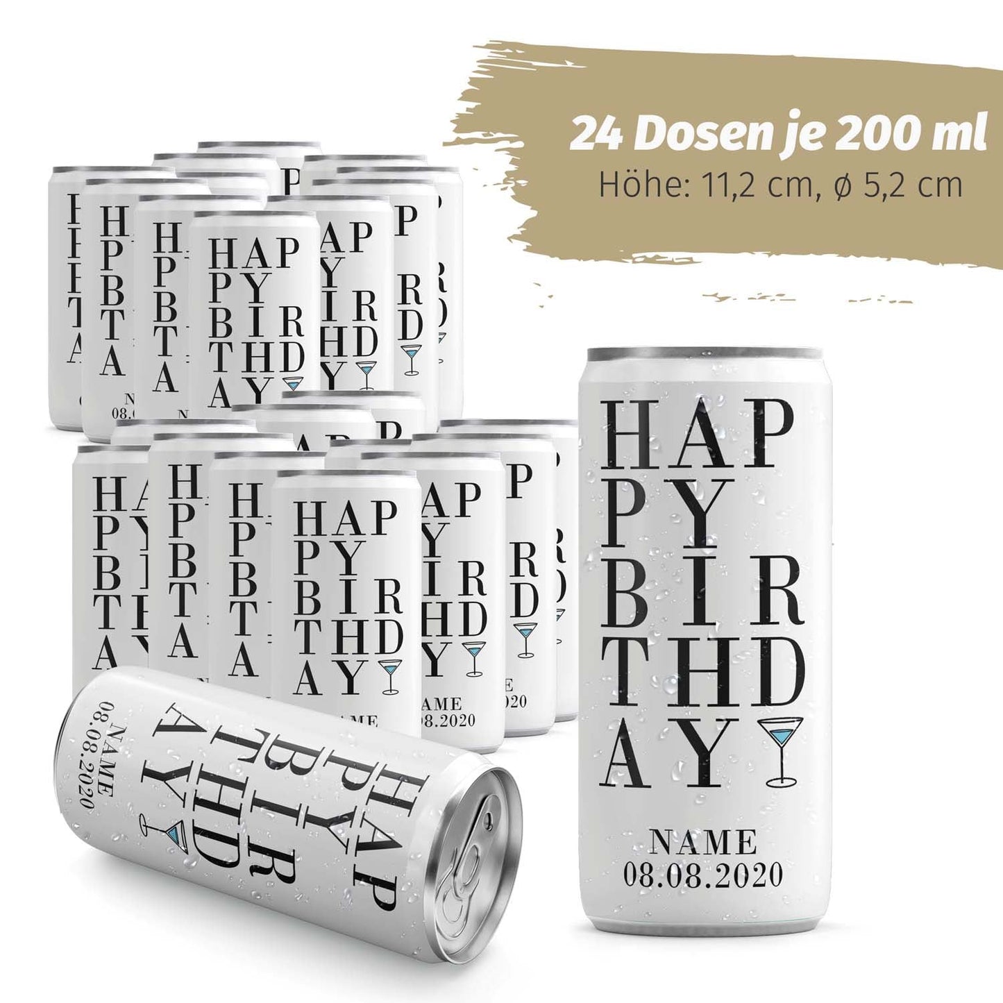24 Sektdosen - Happy Birthday Typo