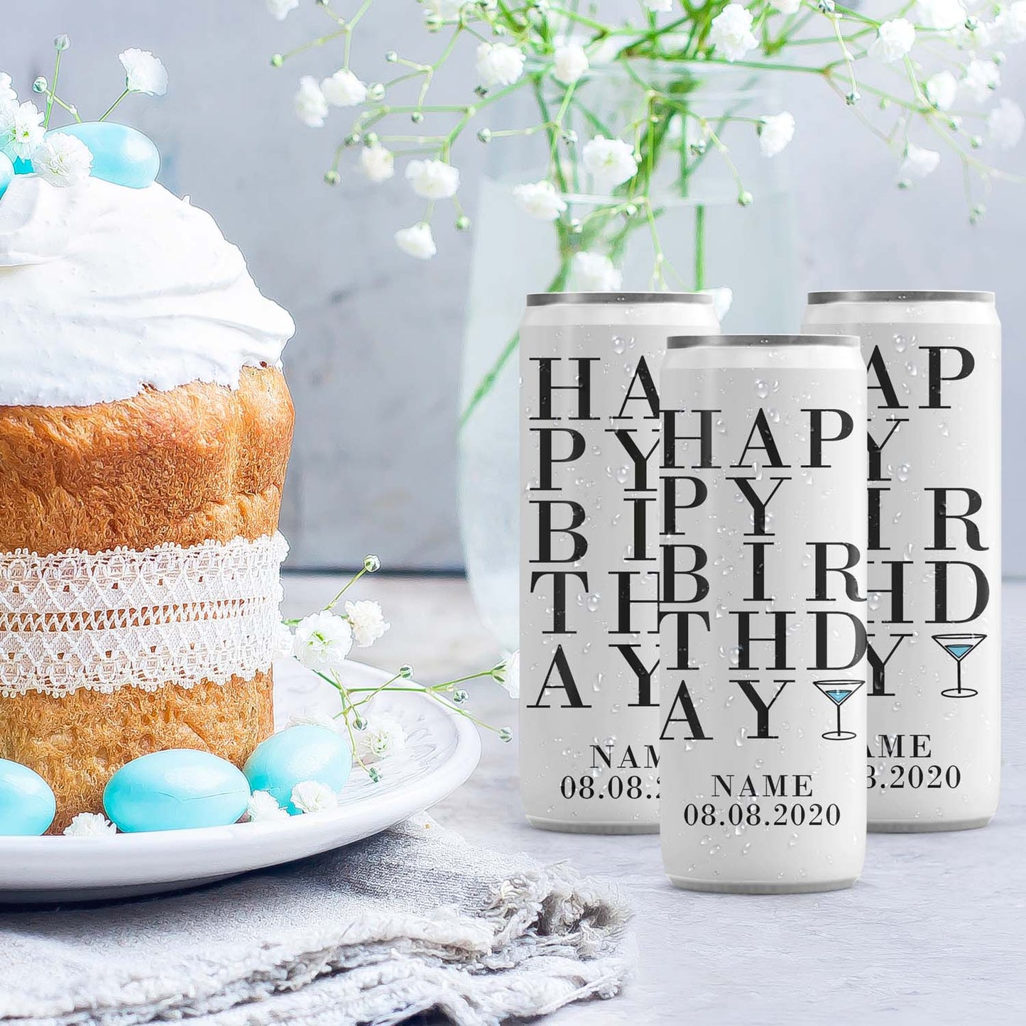 24 Sektdosen - Happy Birthday Typo