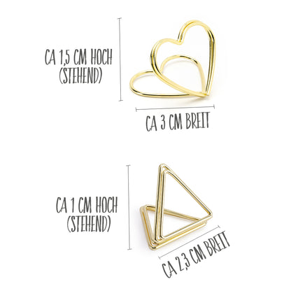 50 Kartenhalter Triangle Gold + gratis Liste