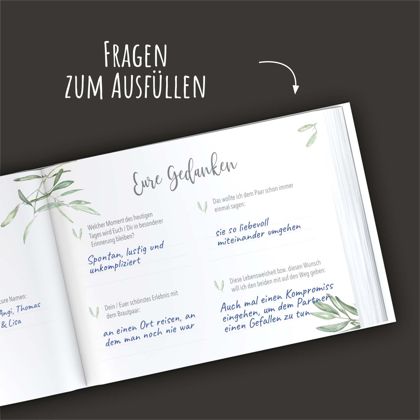Gästebuch mit Fragen - Copper & Green