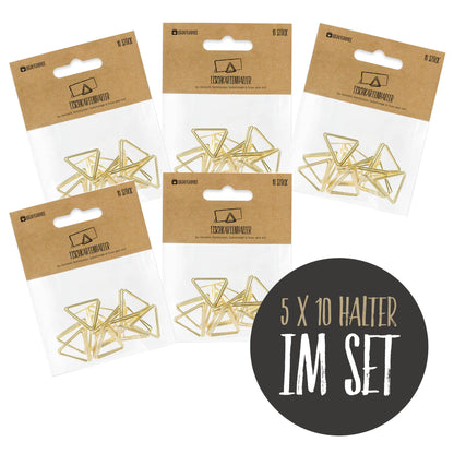 50 Kartenhalter Triangle Gold + gratis Liste