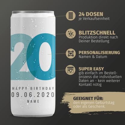 24  Sektdosen - Geburtstag, bunte Zahlen