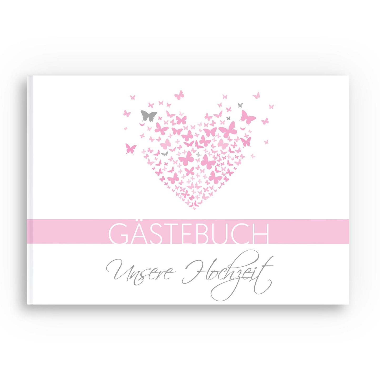 Gästebuch mit Fragen - Butterflyheart rosa