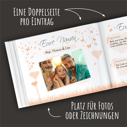 Gästebuch mit Fragen - Butterflyheart apricot