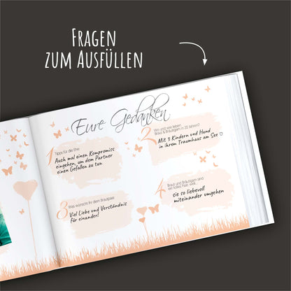 Gästebuch mit Fragen - Butterflyheart apricot