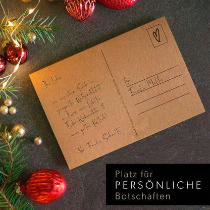 Weihnachtspostkarten - Kraftpapier mit Goldfolie